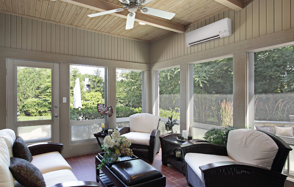 Ductless Air Conditioner in Sunroom