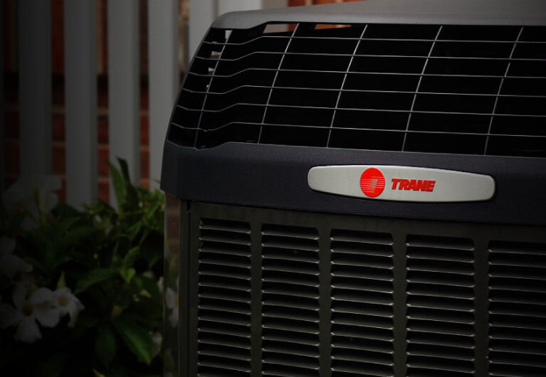 Front of a New Trane Brand Air Conditioner